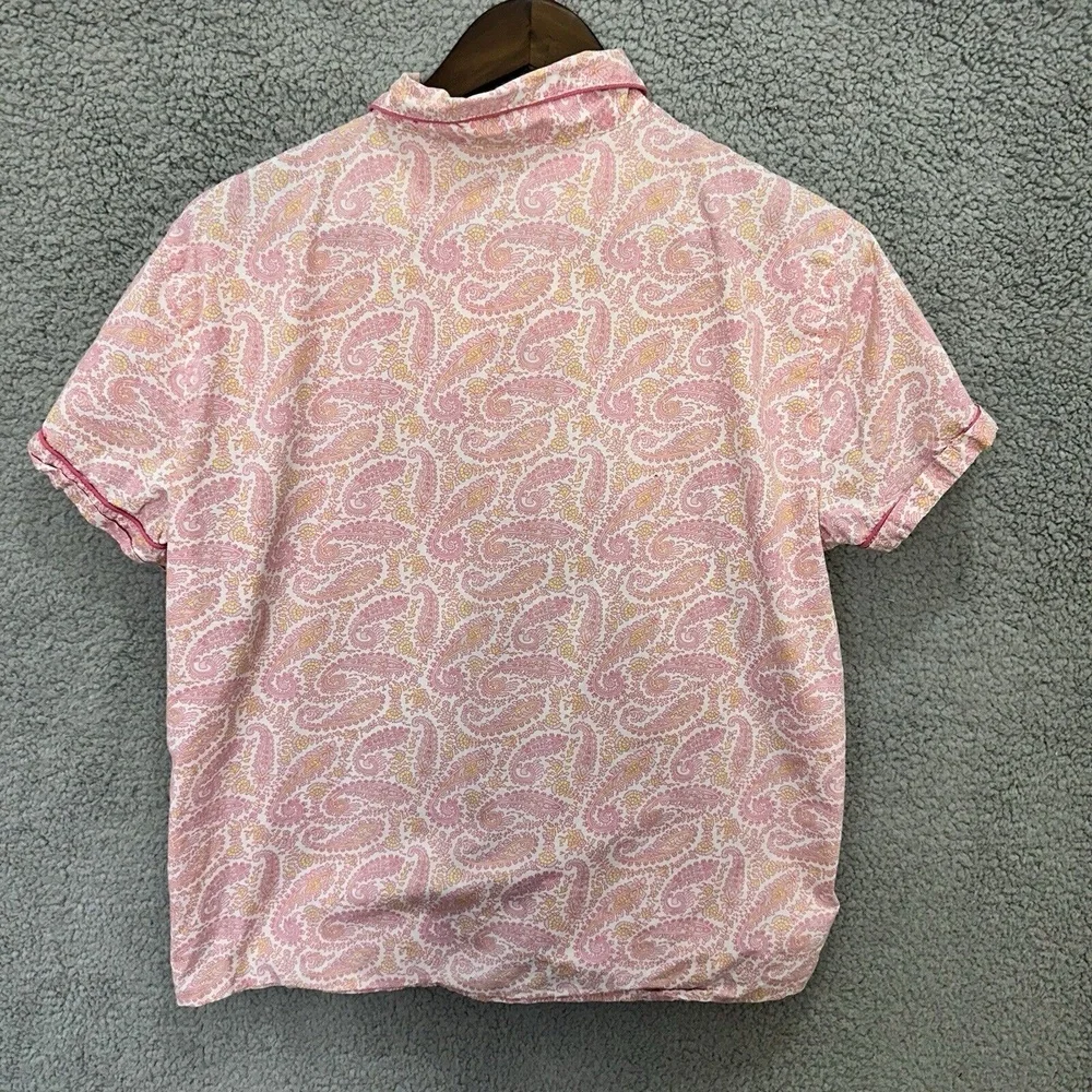 J.Crew Pajama Top Women‎ Medium Pink Paisley Coquette Cottagecore Lounge Preppy